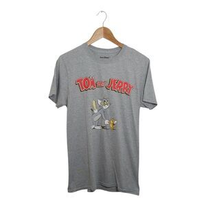 Tom & Jerry Men's Size Medium T Shirt Top Gray Hanna Barbera